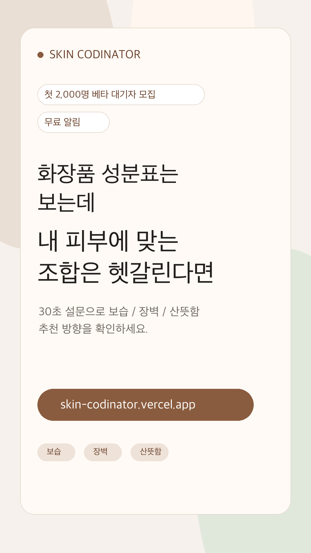 Instagram Story 게시용 Skin Codinator 이미지